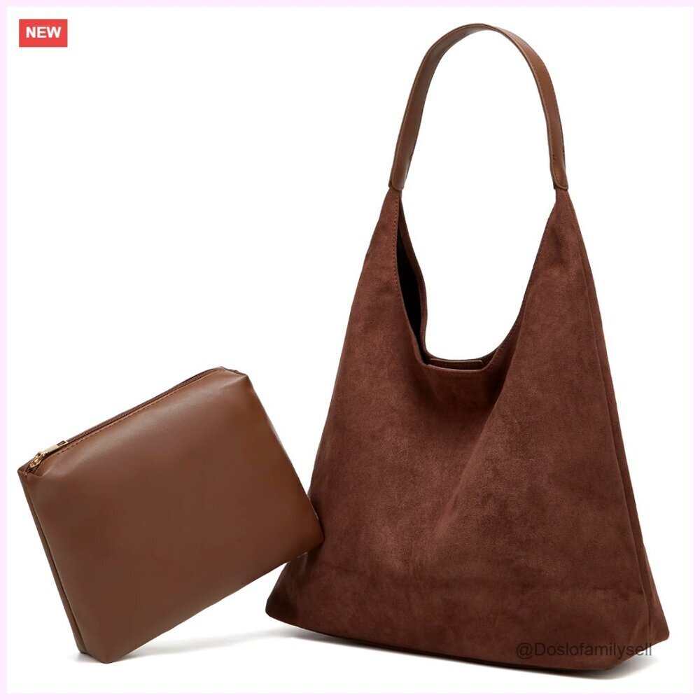 Large Suede Tote Bag Shoulder Purse Top Handle Satchel Work Travel